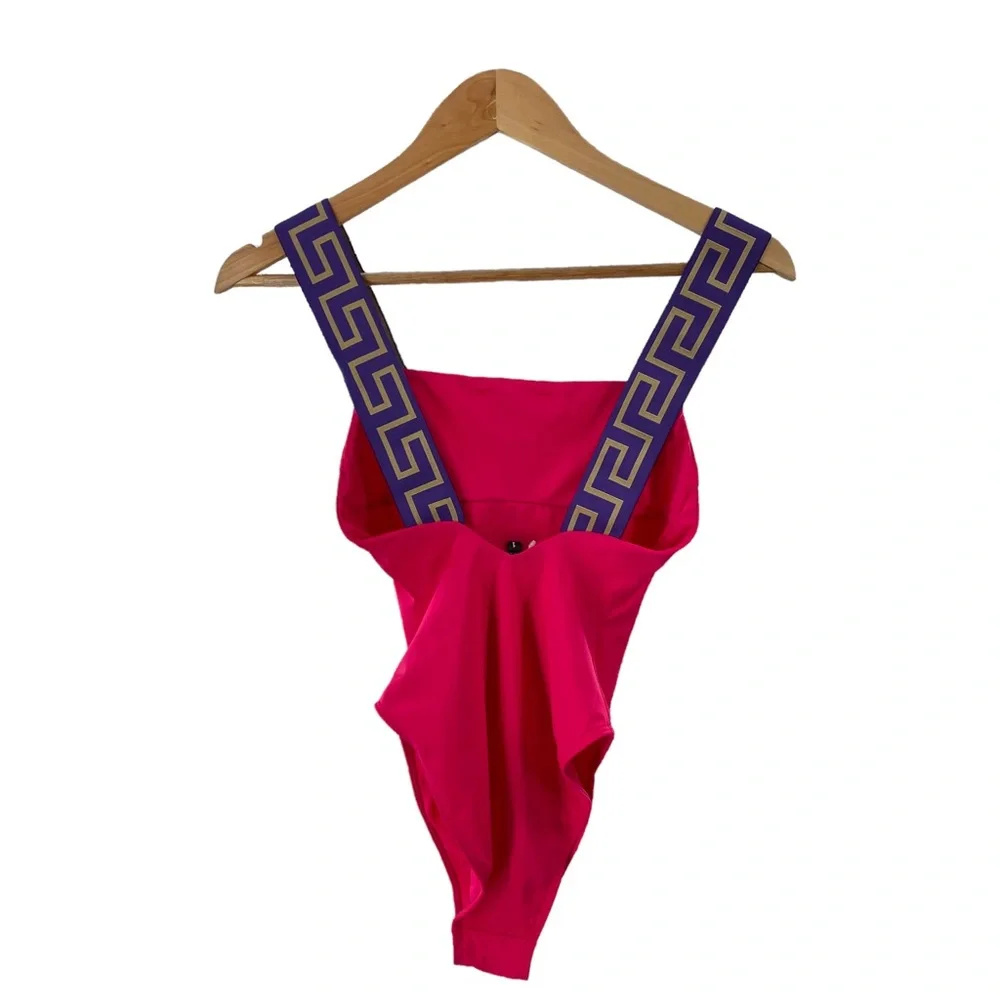 VERSACE NEW Vita Logo One Piece Swim Suit Tropical Pink & Dark Orchid Size XS - Picture 6 of 9